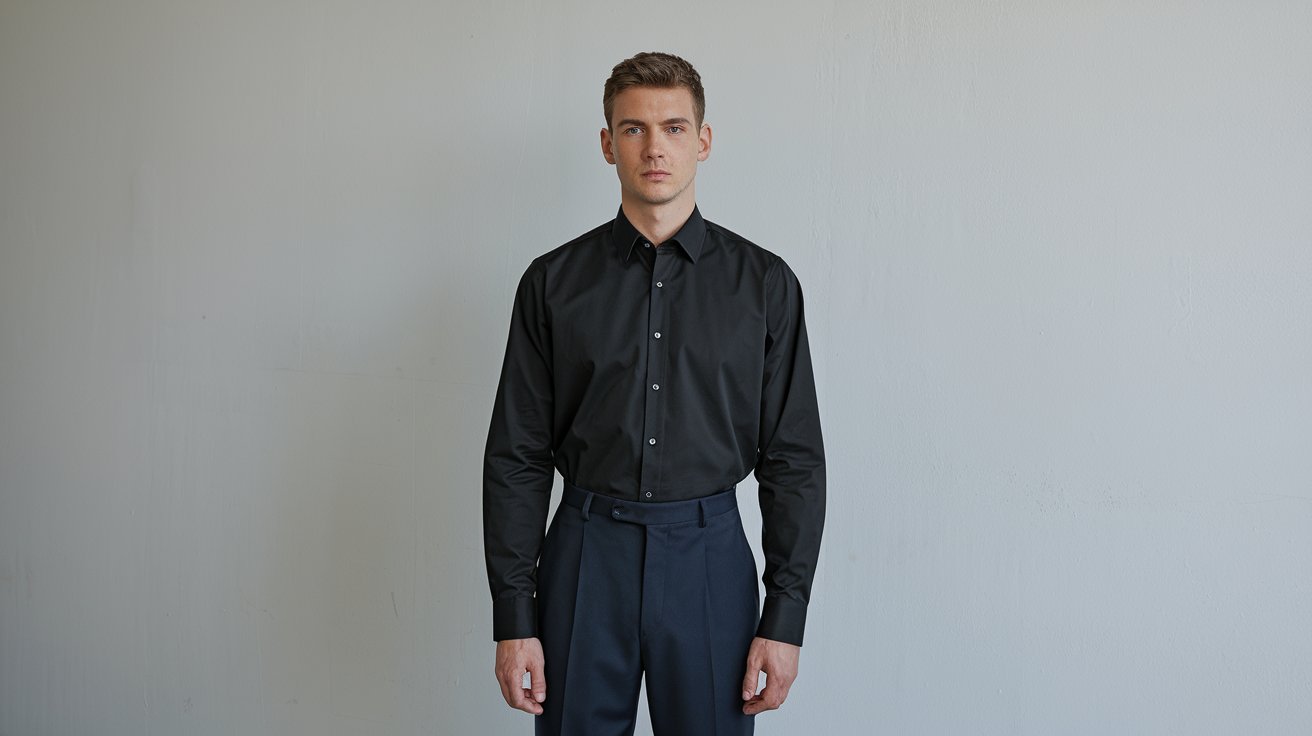 trouser with black shirt